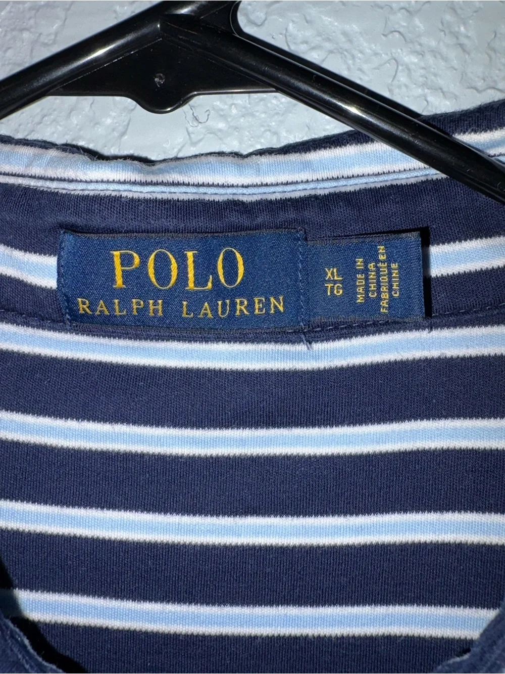 Polo by Ralph Lauren Men’s Navy & White Striped Polo Shirt  Country Club Gold